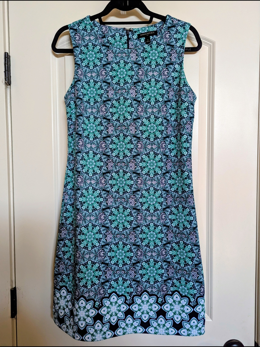 Banana Republic Teal and Black Sleeveless Shift Dress